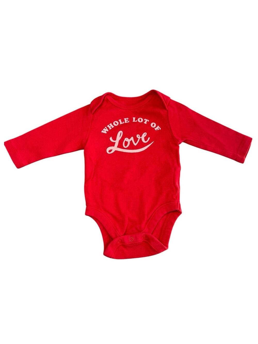 Old Navy Long Sleeve Bodysuit Baby Girl Red Love Size 3-6 Months